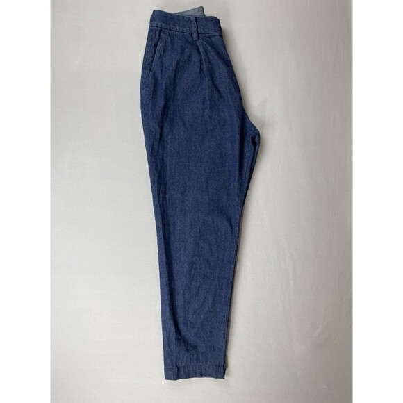 Uniqlo Denim Pleated Dress Pants Women’s Size 0 Dark Blue Cotton Trousers Casual - Picture 3 of 16